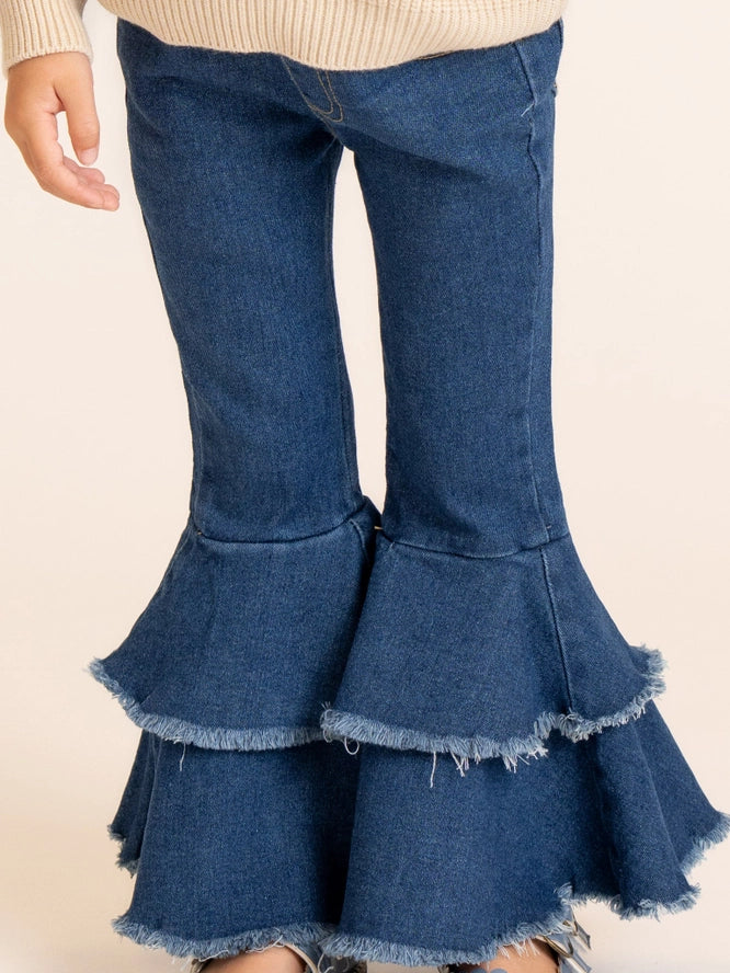 Tiered Denim Bell Bottoms