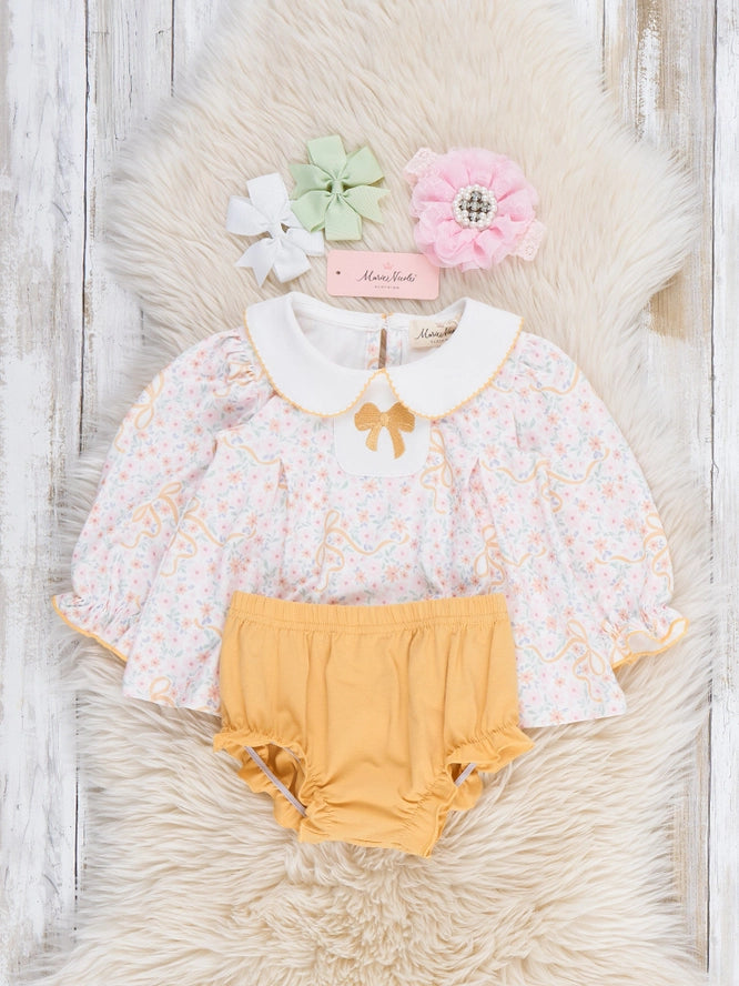 Meadow Bow Floral Collar Bloomer Set