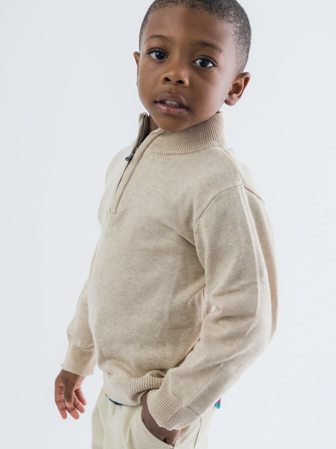 Ruffle Butts Heather Oatmeal Quarter Zip