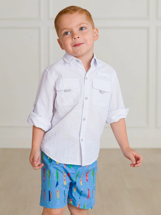 Ruffle Butts White Fishing Shirt