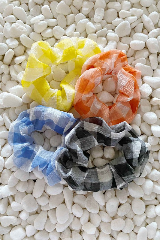 Fresh Gingham Hair Scrunchie Set Of 4