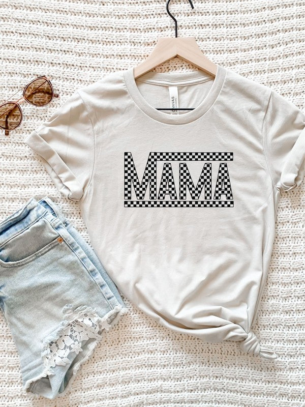 Black Checkered Mama Graphic Tee