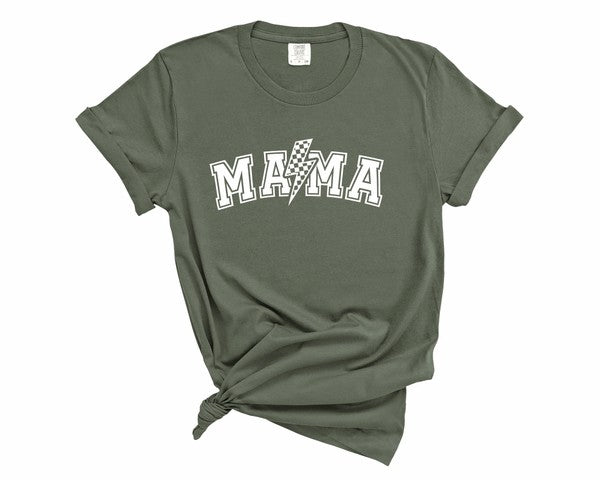 Lightening Bolt Checkered Mama Comfort Color Tee