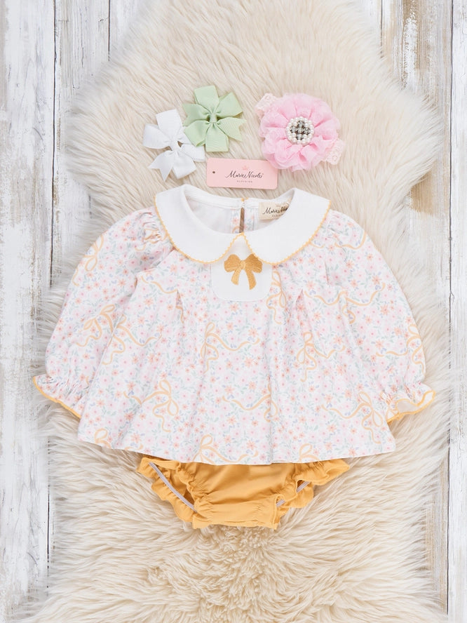 Meadow Bow Floral Collar Bloomer Set
