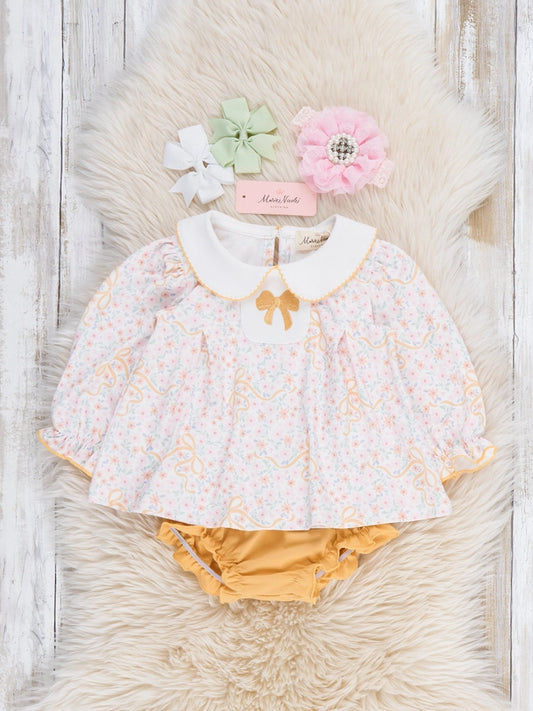 Meadow Bow Floral Collar Bloomer Set