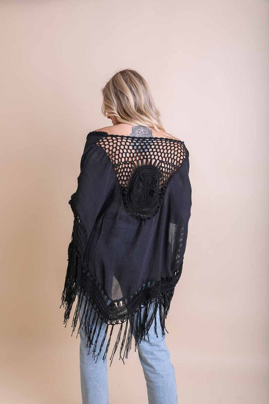 Crochet Medallion Tassel Kimono