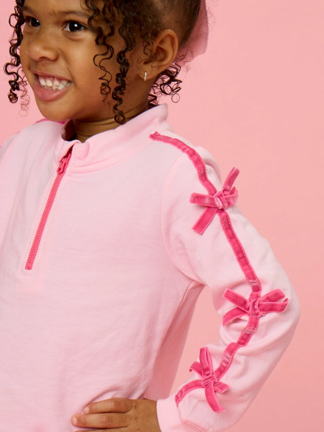 Pink Fleece Bow Quarter Zip Set