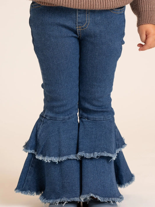 Tiered Denim Bell Bottoms