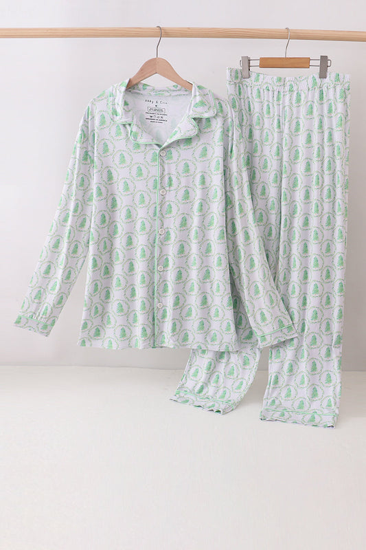 Green christmas tree bamboo pajama set