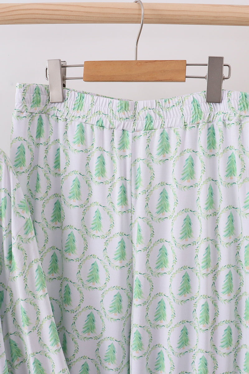 Green christmas tree bamboo pajama set