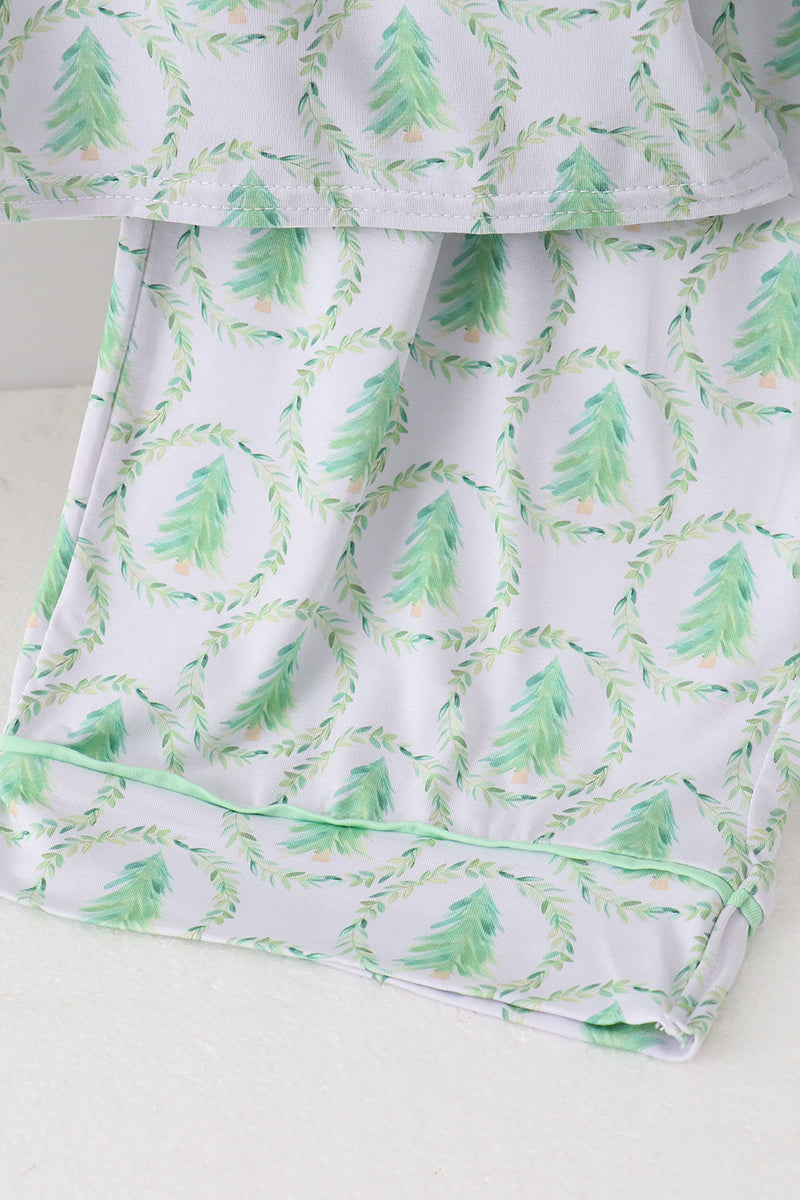 Green christmas tree bamboo pajama set