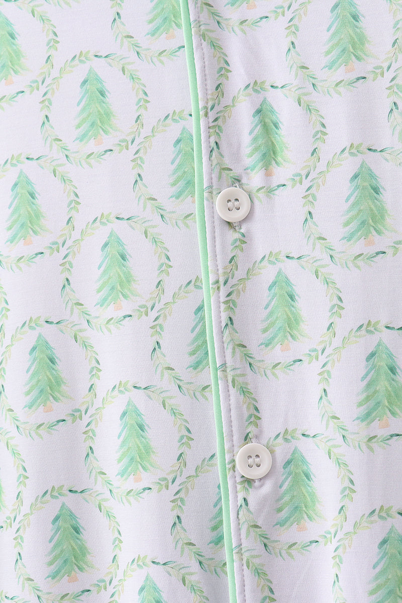 Green christmas tree bamboo pajama set