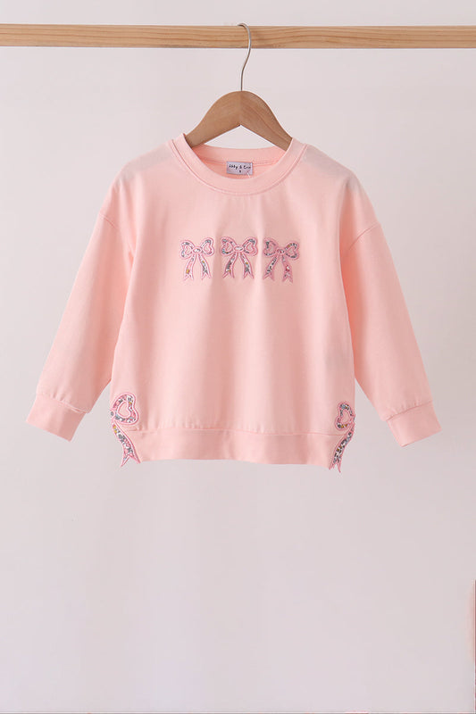 Pink Floral Bow Applique Top