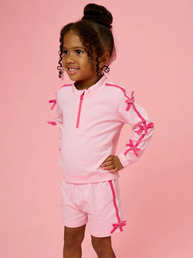 Pink Fleece Bow Quarter Zip Set