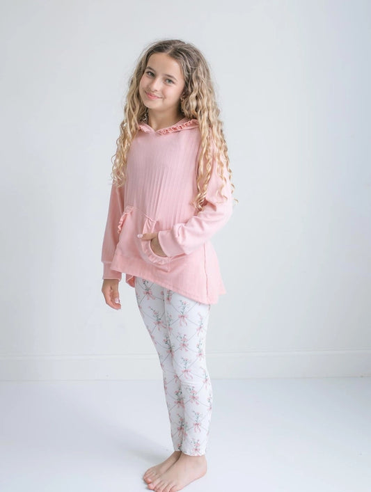 Pink Ruffle Hi Lo Coquette Bow Lounge Set