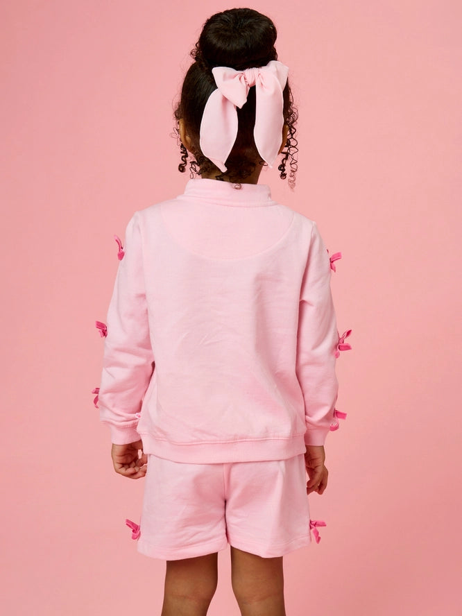 Pink Fleece Bow Quarter Zip Set