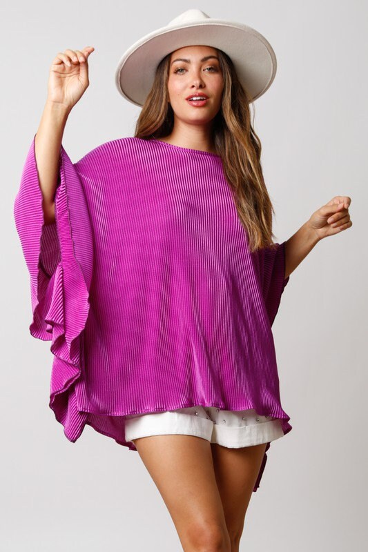 Pleated Poncho Top